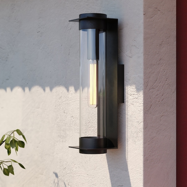 Vaxcel Brighton Light 18-in. H Black Contemporary In/Outdoor Wall Lantern Fixture with Cylinder T0712 - main